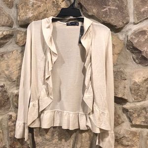 Tan Zara sweater with ruffles